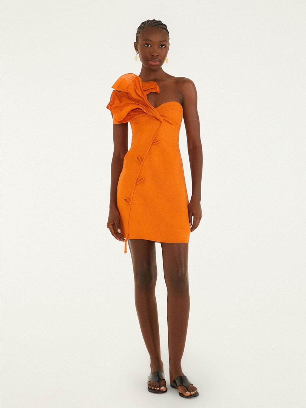 Farm Rio Orange Flower Mini Dress